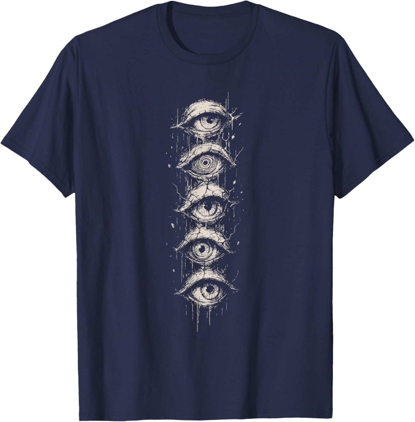 Eyes Goth Grunge Alt Y2K Eyeballs Weird Strange Aesthetic T-Shirt - T-Shirt | Navy