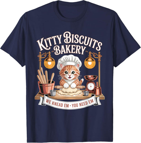 Baking Cat Kitty Biscuits We Knead Em You Need Em T-Shirt - T-Shirt | Navy