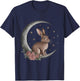 Vintage Bunny on the Moon Cute Goth Easter Rabbit T-Shirt - T-Shirt | Navy