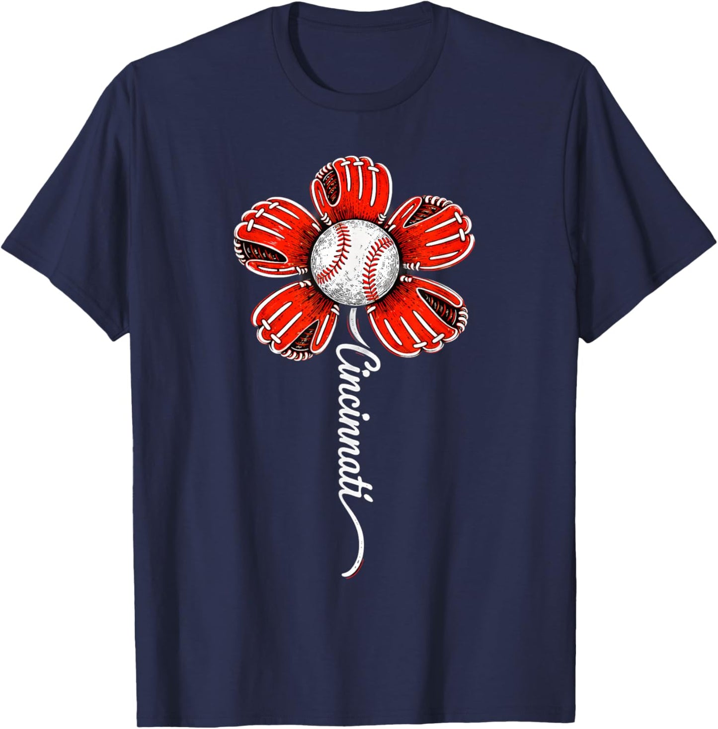 Cincinnati Flower Women Boys Girls Kids T-Shirt - T-Shirt | Navy