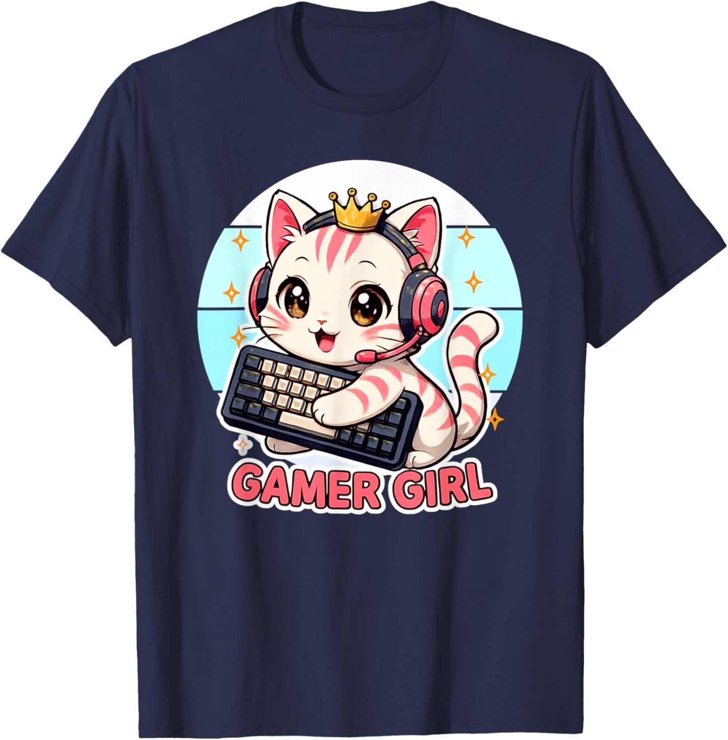 Gamer Girl süße Katze Gaming Cute Video Game Girls T-Shirt - T-Shirt | Navy
