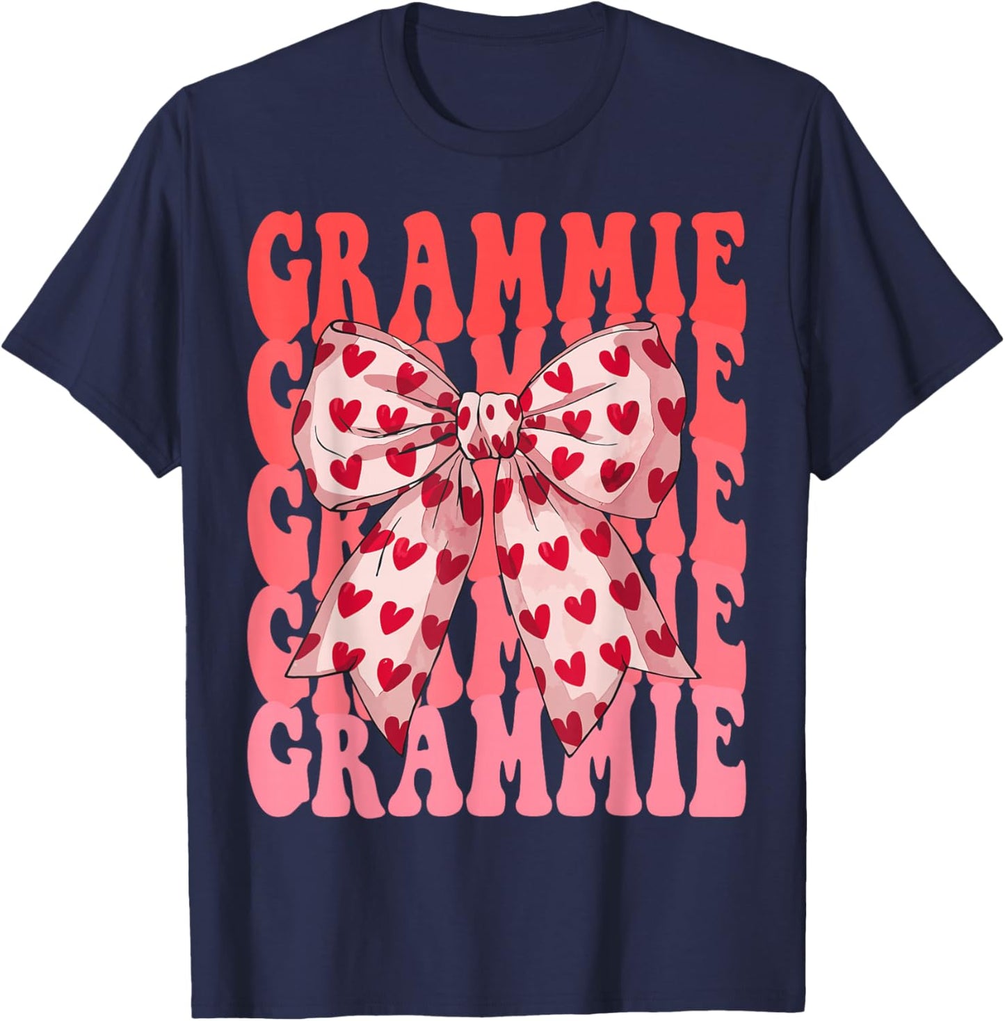 Coquette Bow Grammie Name Aesthetic Women Mothers Day Design T-Shirt - T-Shirt | Navy