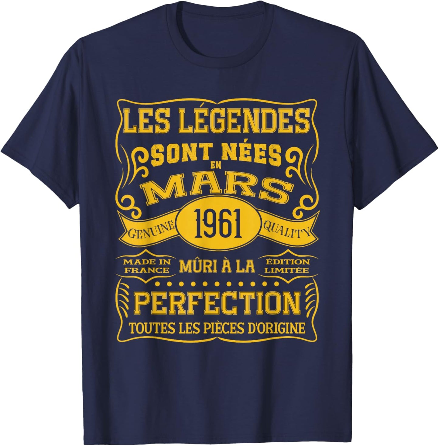 65 Ans Anniversaire Homme Femme Mars 1961 déco drôle Cadeau T-Shirt - T-Shirt | Navy