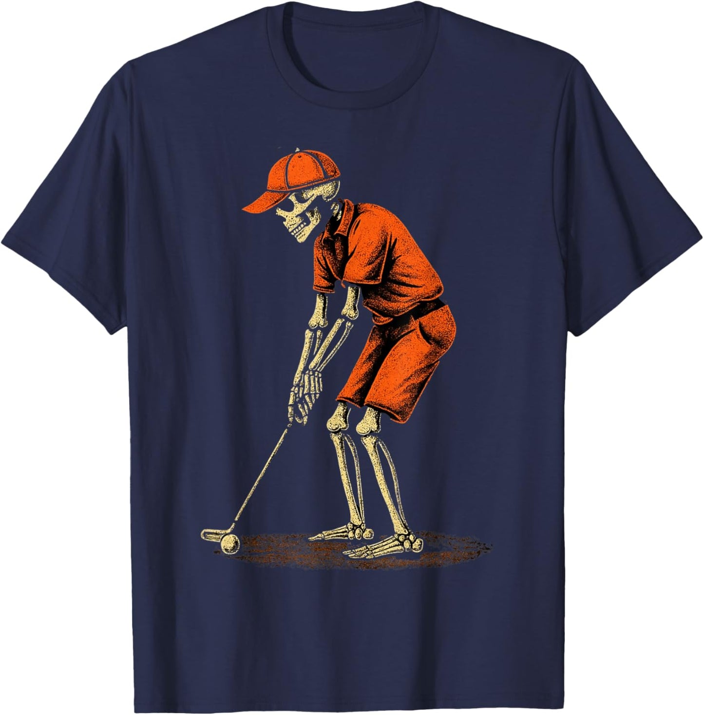 Skeleton Golf Halloween Golfer Golf Player Funny Man Dad T-Shirt - T-Shirt | Navy