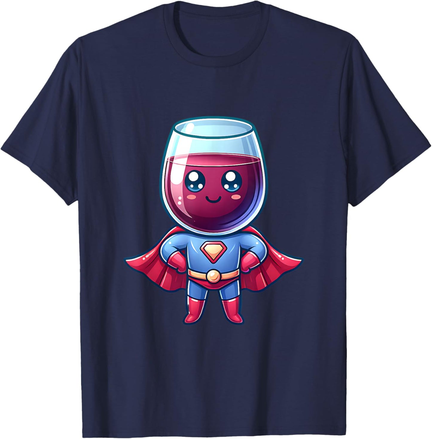 Cute Wine Glass Superhero Wine Drinker Superheroes T-Shirt - T-Shirt | Navy