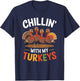 Funny Family Thanksgiving - Chillin With My Turkeys -Kids Thanksgiving-themed Boys' Kids' Novelty T-Shirt - T-Shirt | Navy
