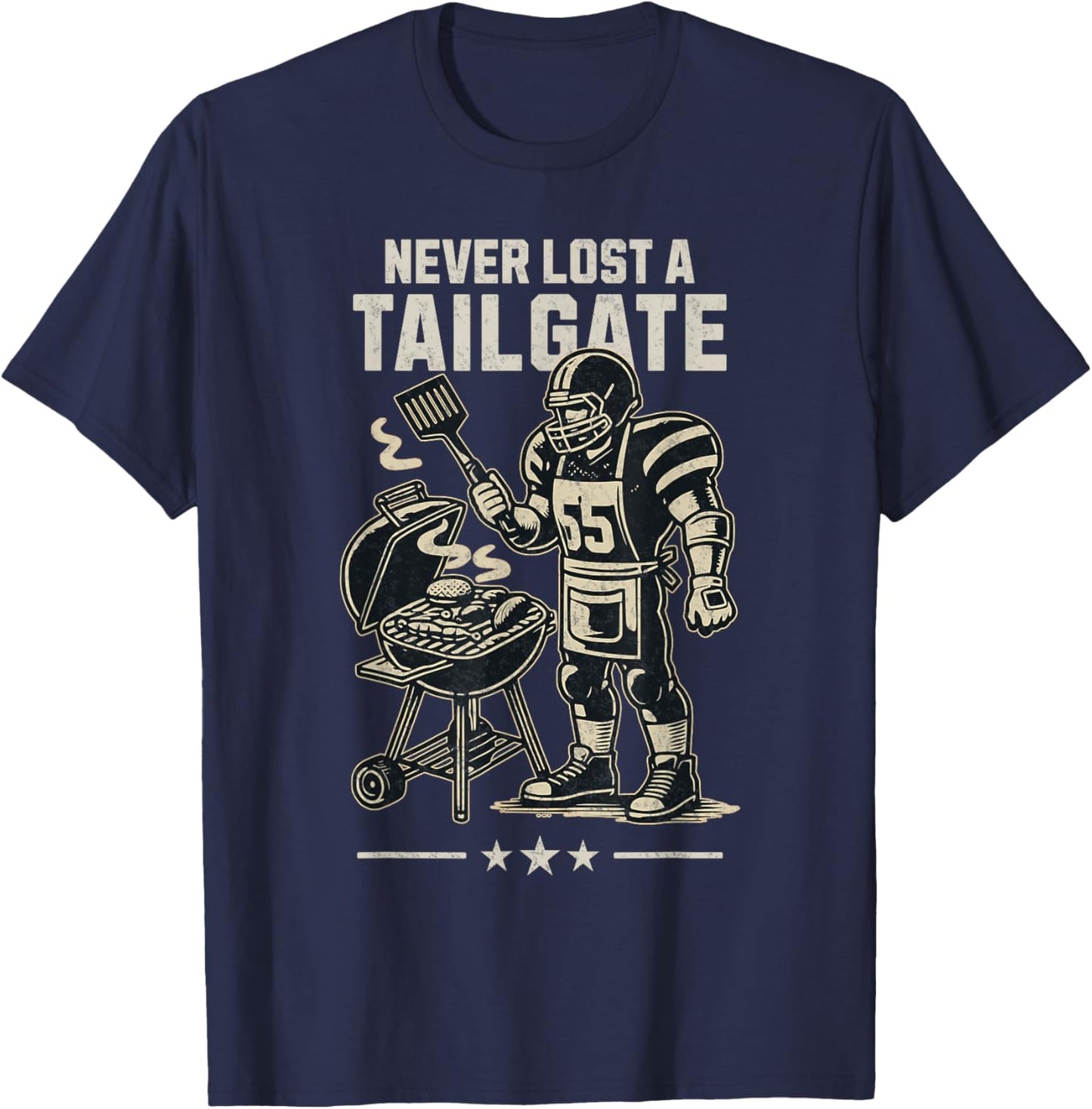 Never Lost A Tailgate Party American Football Funny Grill T-Shirt - T-Shirt | Navy