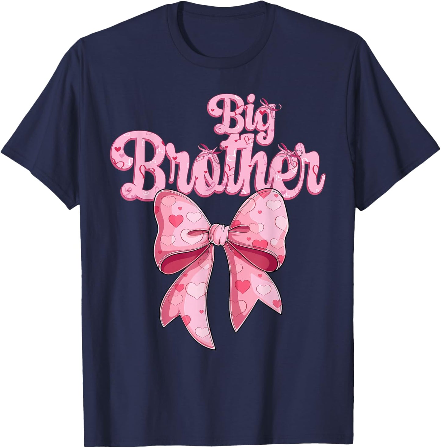 coquette bow family matching Groovy pink Big Brother T-Shirt - T-Shirt | Navy