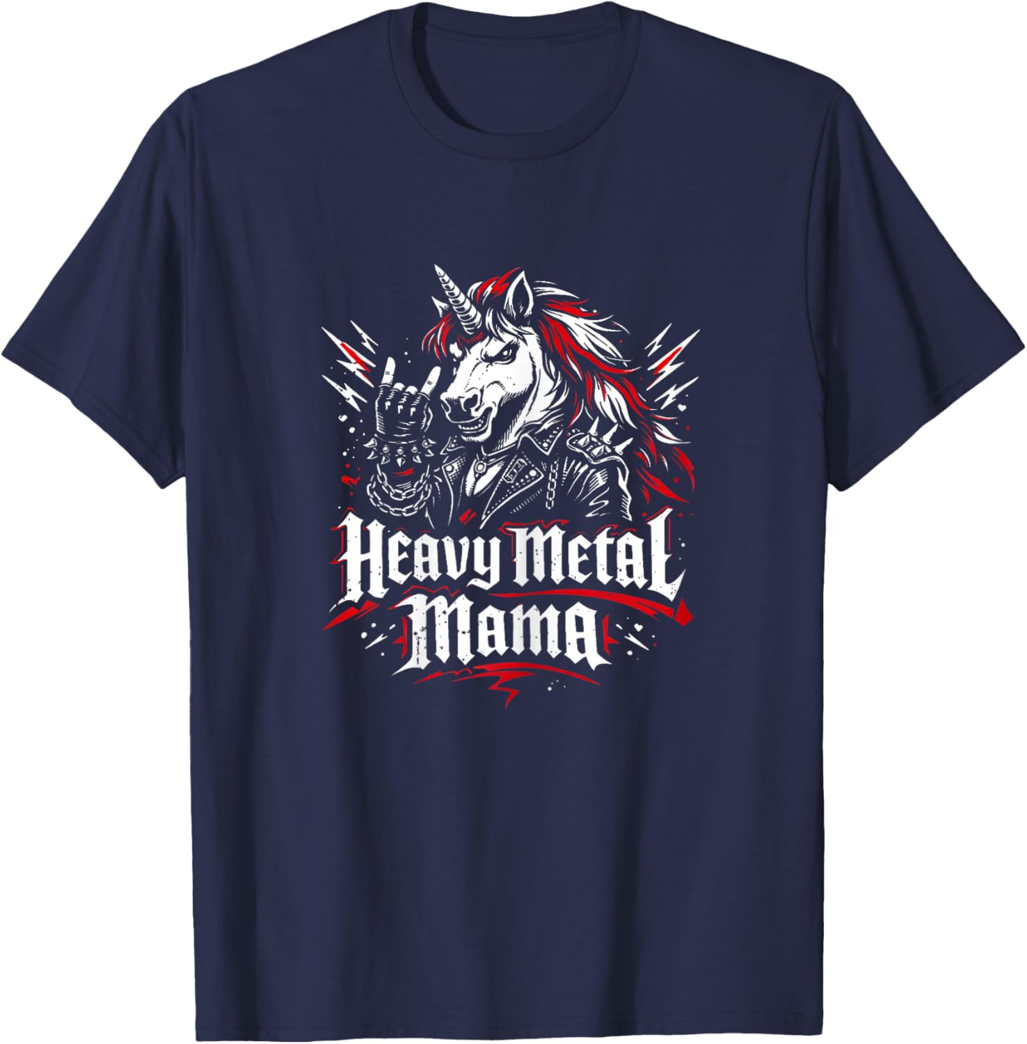 Heavy Metal Mama Rock Musik Festival Muttertag Einhorn T-Shirt - T-Shirt | Navy