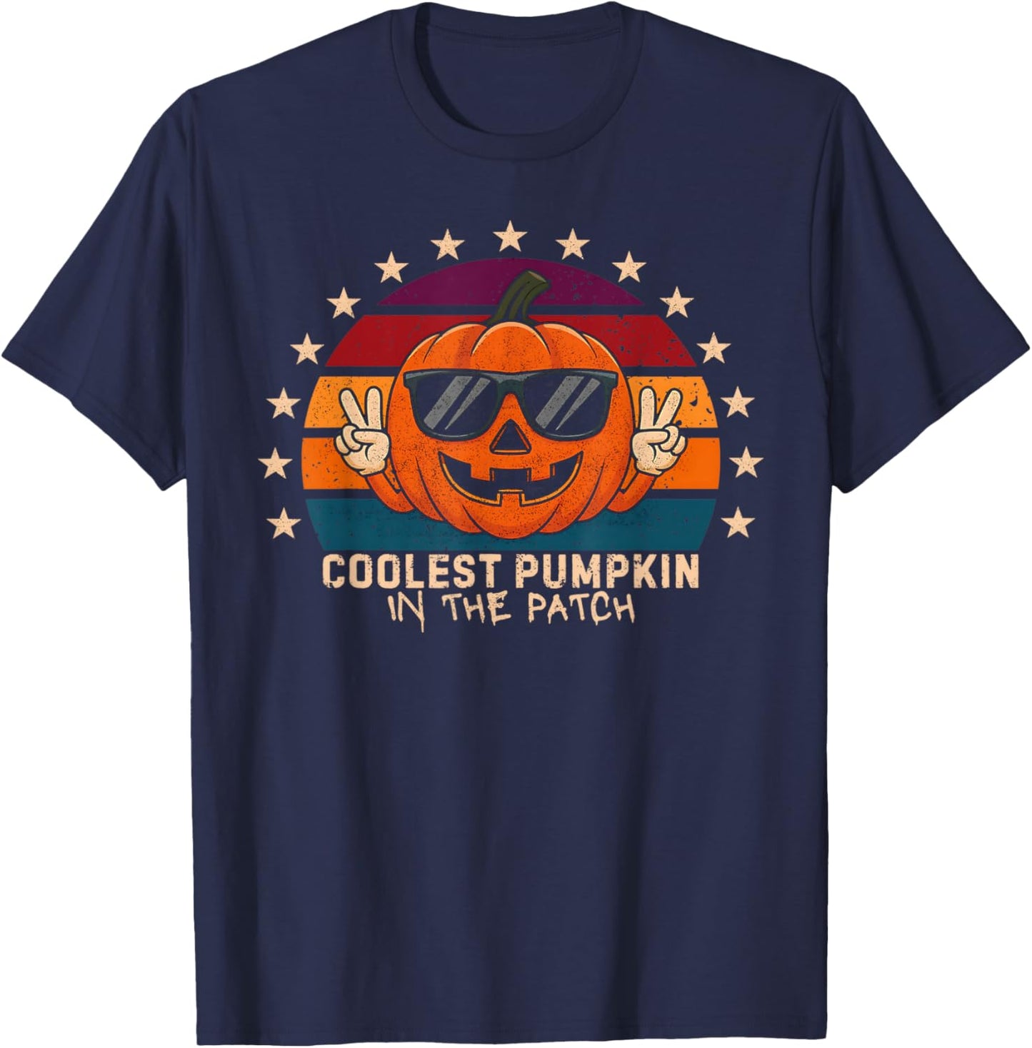 Coolest Pumpkin In The Patch Kids Boys Toddler Halloween T-Shirt - T-Shirt | Navy