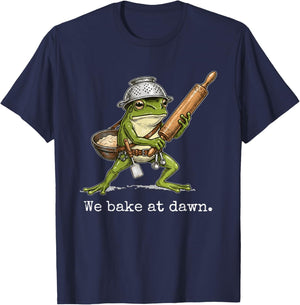 Frog We Bake At Dawn Funny Saying Quote T-Shirt - T-Shirt | Navy