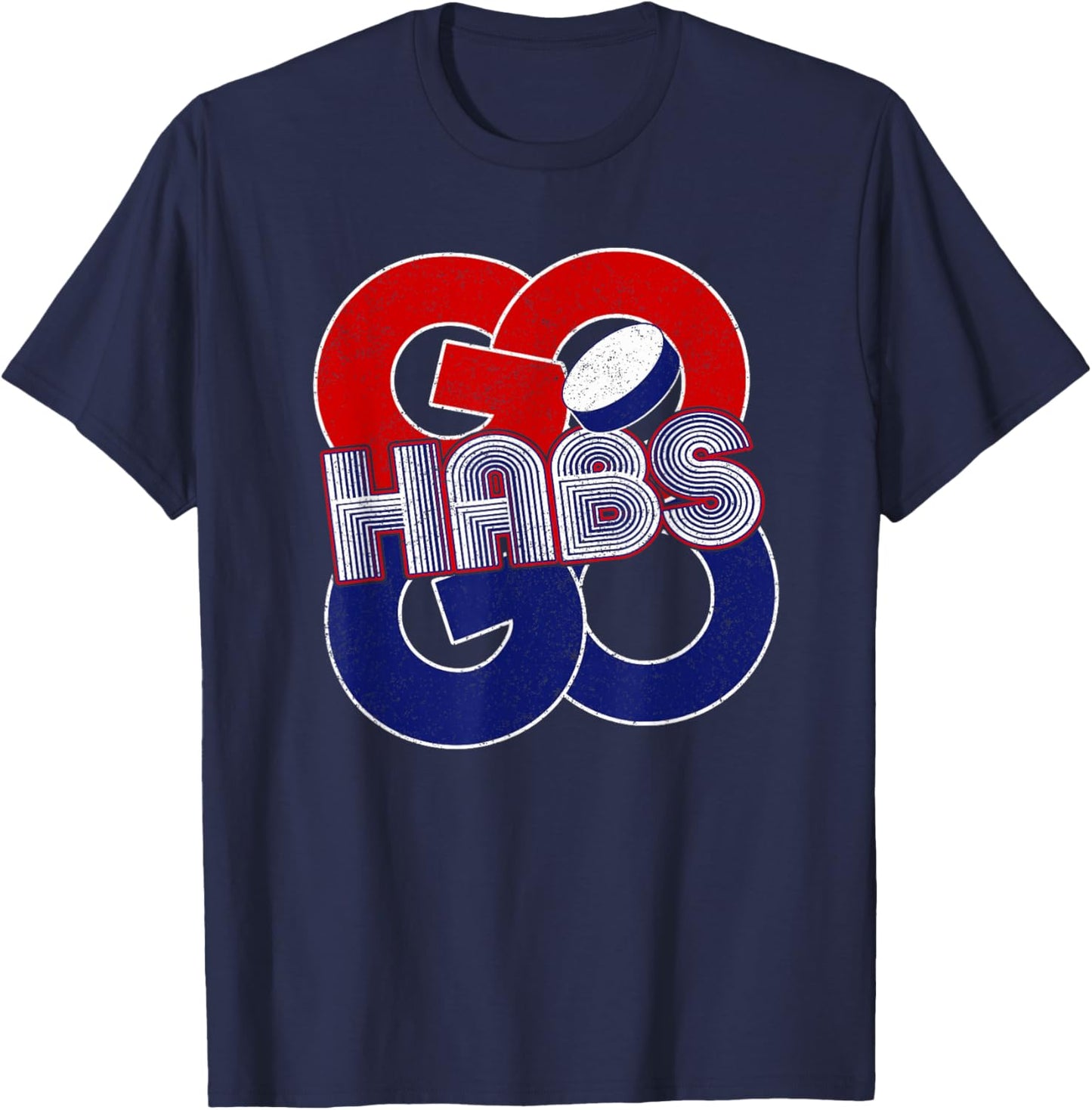 Vintage Go Habs Go-Retro Cheering Fan Team Spirit T-Shirt - T-Shirt | Navy