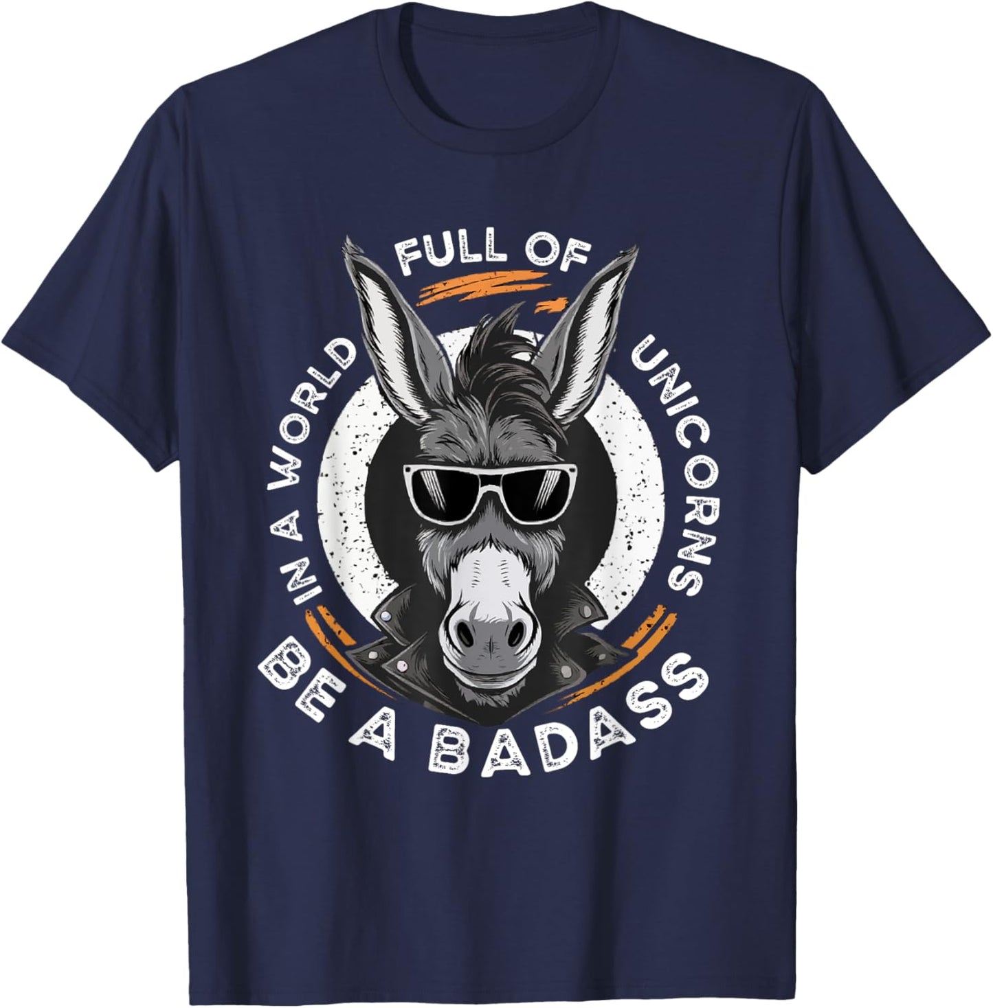 Animal Lover World Of Unicorns Badass Donkey T-Shirt - T-Shirt | Navy