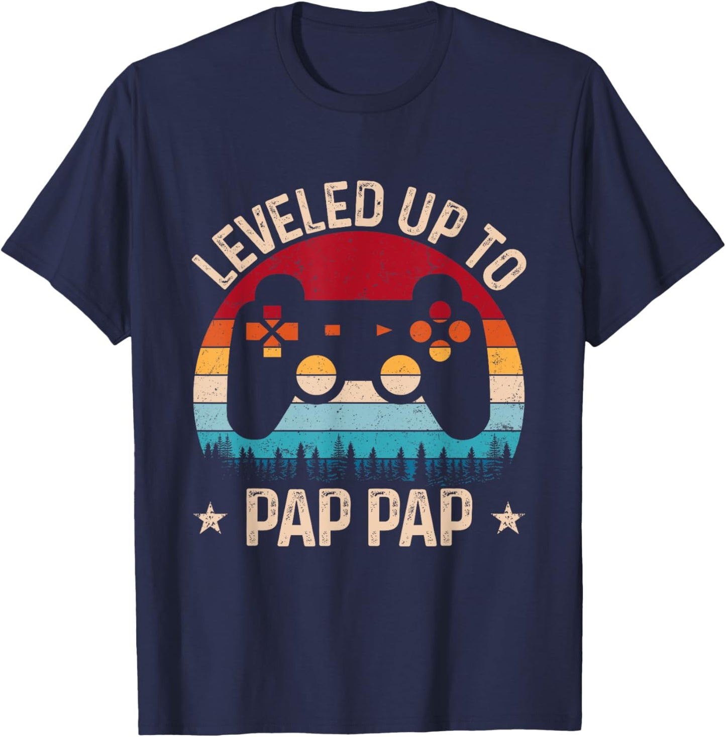 Leveled Up To Pap Pap Video Game Gifts For Fathers Day Gamer T-Shirt - T-Shirt | Navy
