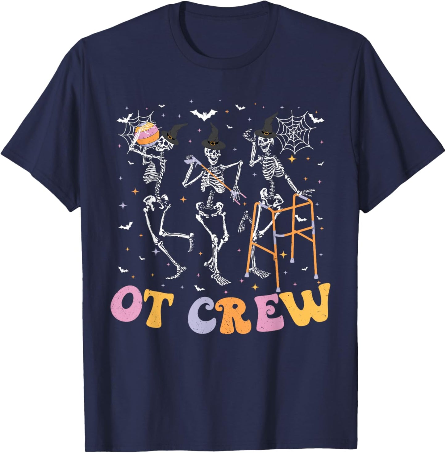 Skeleton Spooky OT Crew Occupational Therapy Halloween T-Shirt - T-Shirt | Navy
