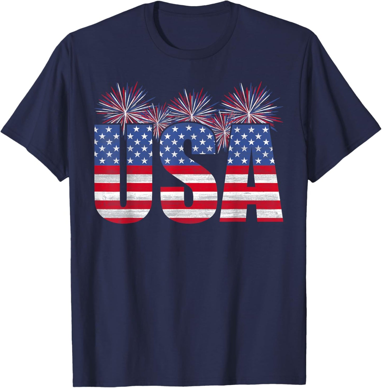 American Patriotic USA Men Women Flag USA Freedom T-Shirt - T-Shirt | Navy