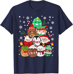 Squish Squad Merry Christmas Great Gifts Cute Kids Family T-Shirt - T-Shirt | Navy