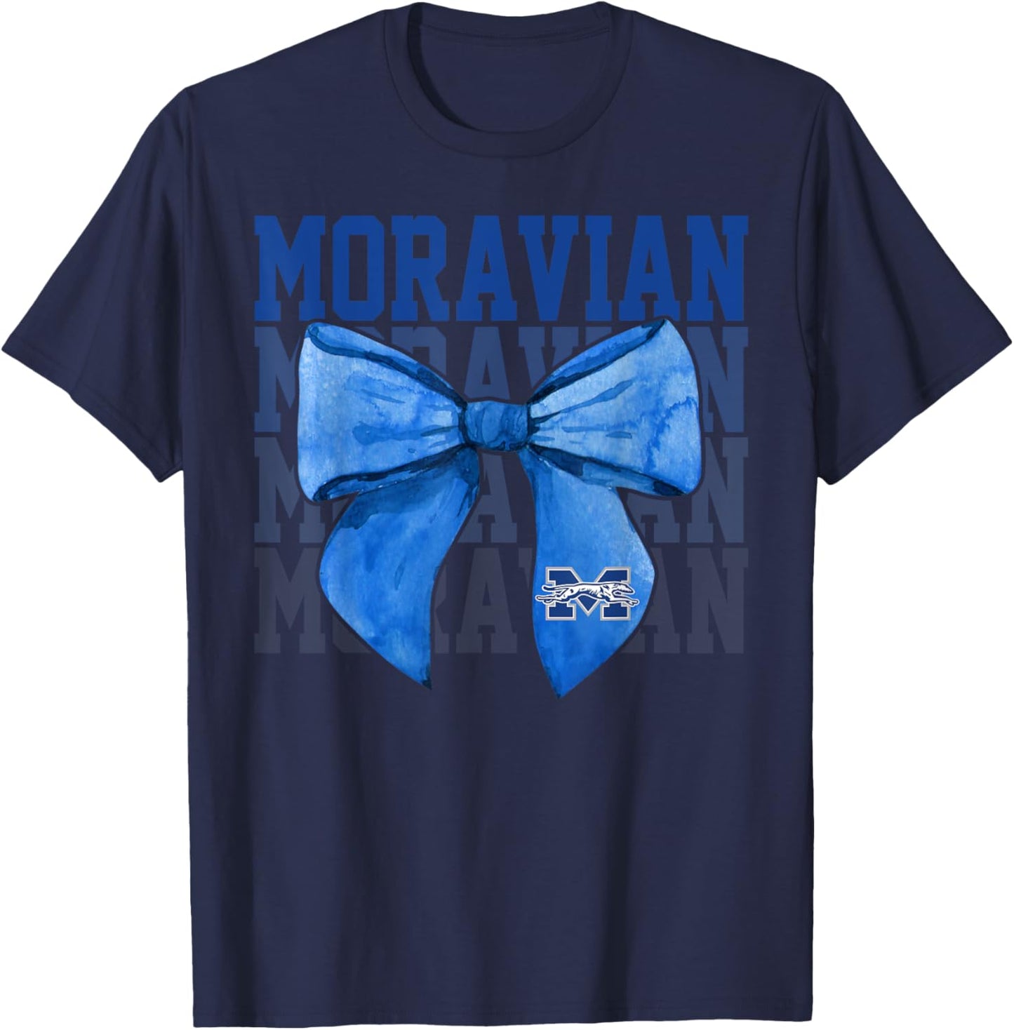 Moravian Vintage Arch University Bow Vintage Athletics Girls T-Shirt - T-Shirt | Navy
