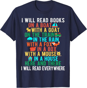 I Will Read Book on Boat Funny Words for Kids T-Shirt - T-Shirt | Navy