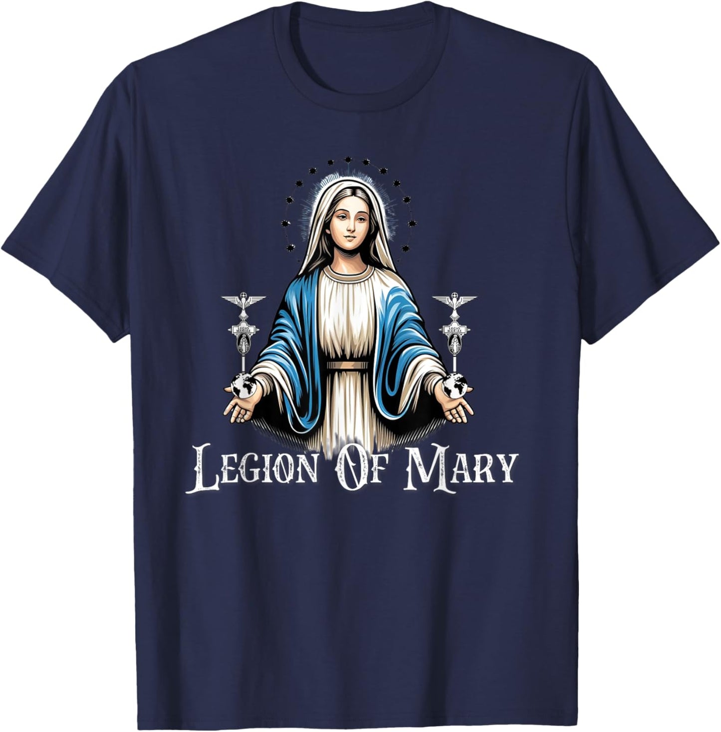 Legion Of Mary Our Lady Catholic T-Shirt - T-Shirt | Navy