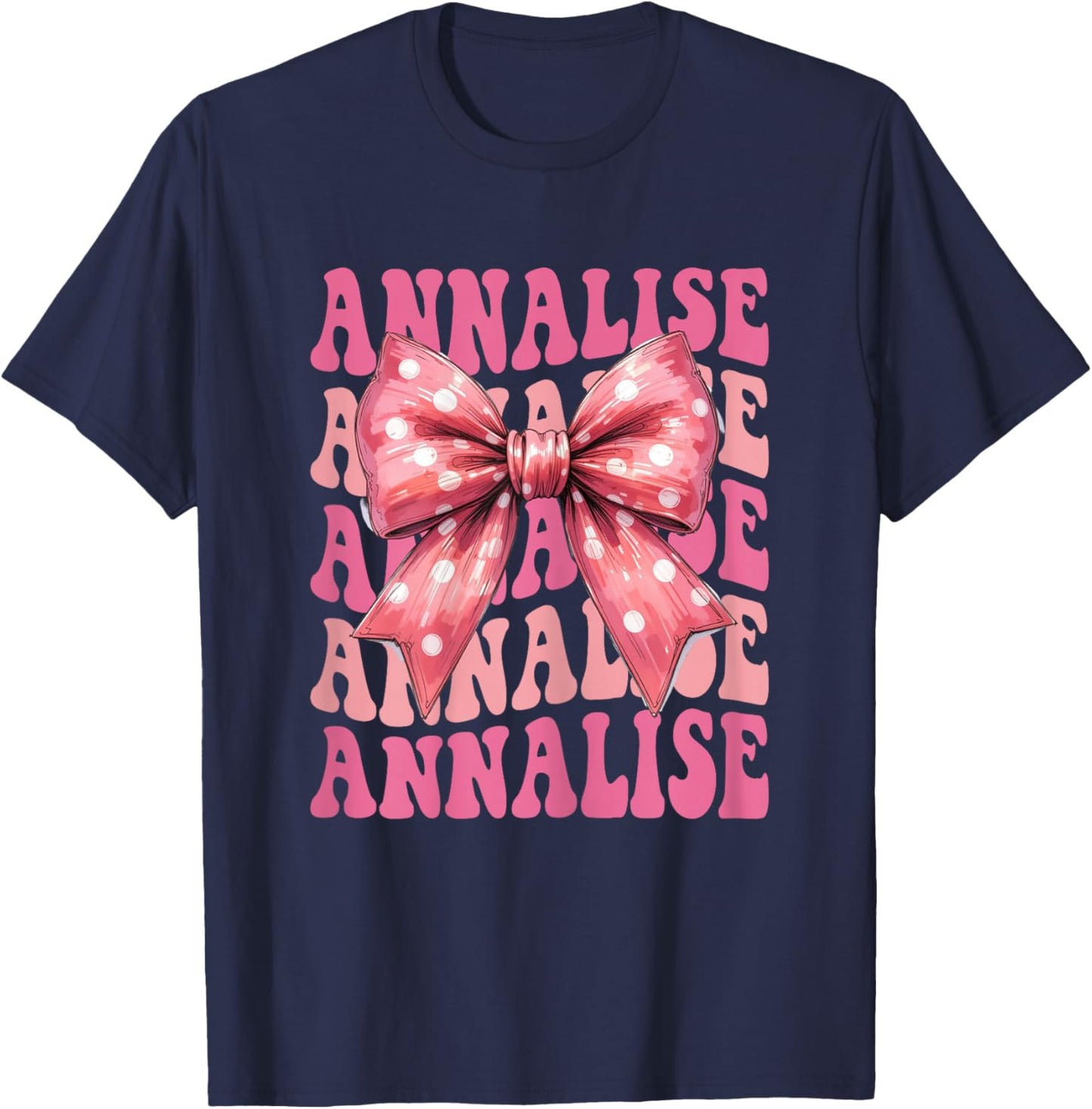 Annalise Name Coquette Bow Aesthetic Girls T-Shirt - T-Shirt | Navy