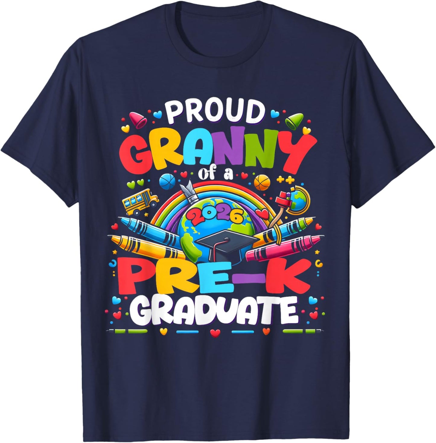 Proud Granny of 2026 Pre-K Graduate Mothers Day Graduation T-Shirt - T-Shirt | Navy