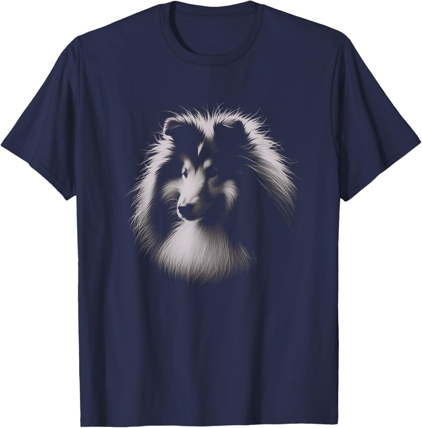 Shetland Sheepdog Drawing Art Design T-Shirt - T-Shirt | Navy