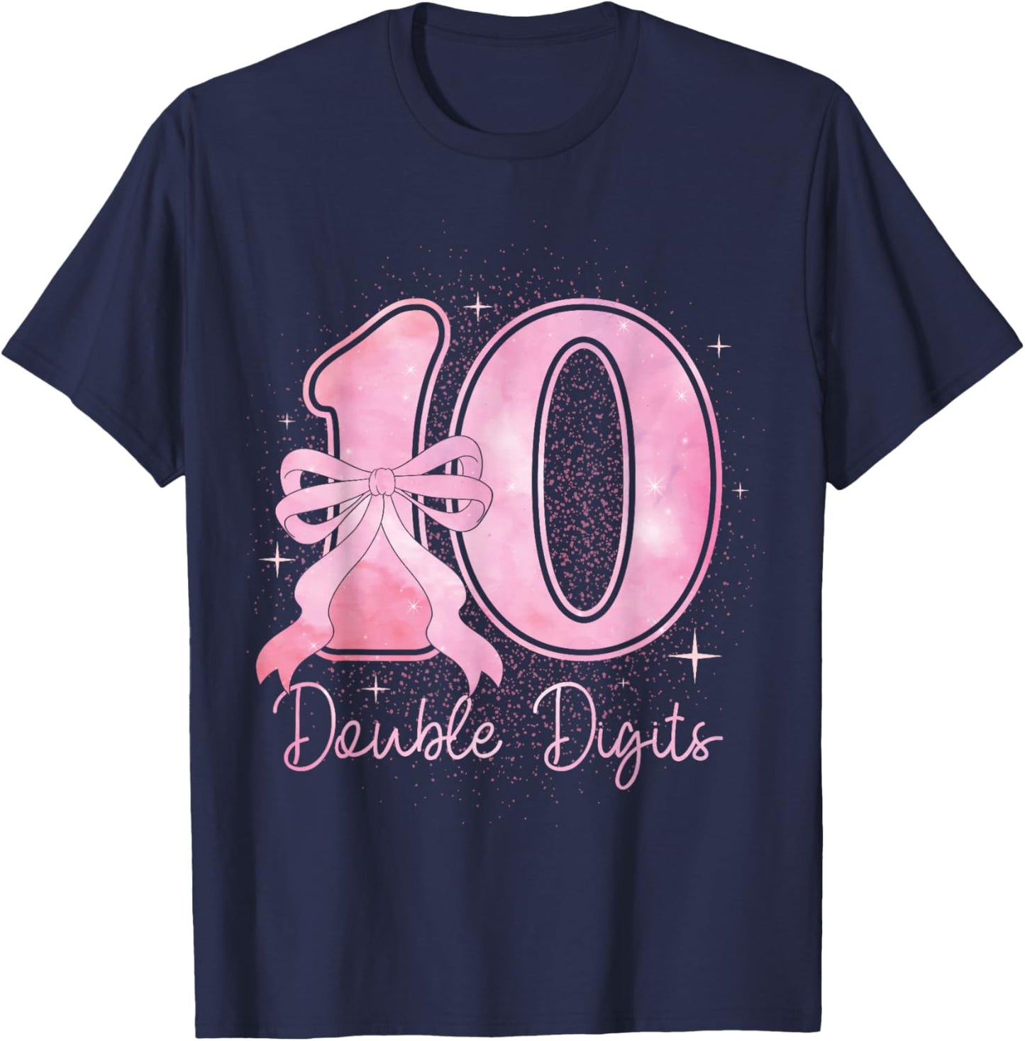 10 Double Digits 10th Birthday Girl Coquette 10 Year Old T-Shirt - T-Shirt | Navy