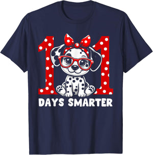 100 Days Smarter 100st Day School Dalmatian Dog Teacher Kids T-Shirt - T-Shirt | Navy
