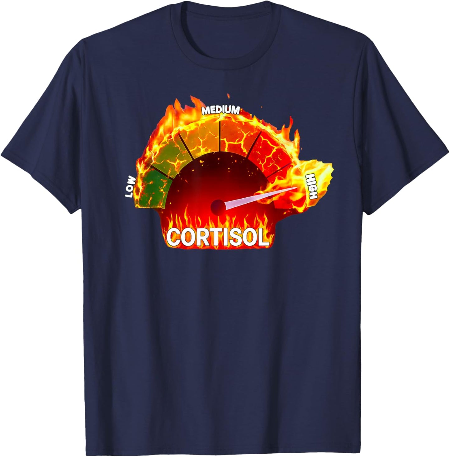 High Cortisol Spike Stress Level Anxiety Meme T-Shirt - T-Shirt | Navy