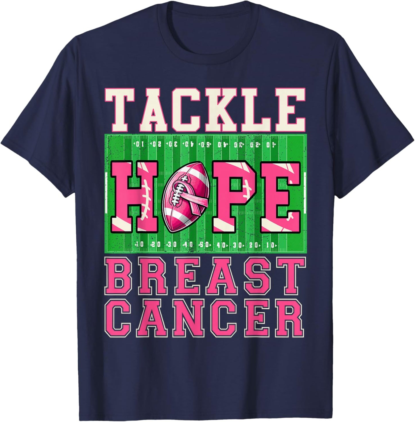 Tackle Breast Cancer Awareness Football Women Boys Kids T-Shirt - T-Shirt | Navy