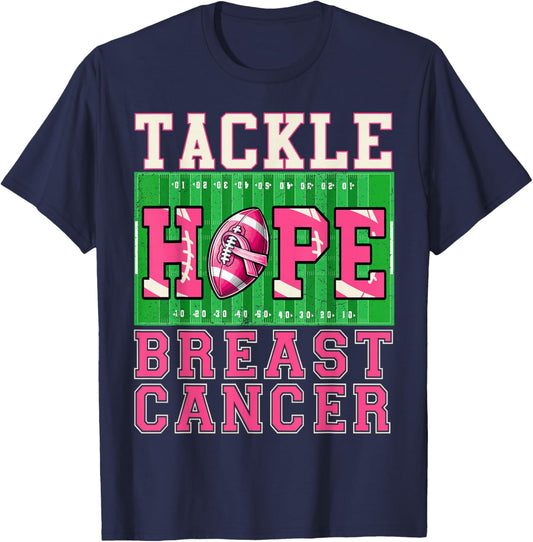 Tackle Breast Cancer Awareness Football Women Boys Kids T-Shirt - T-Shirt | Navy