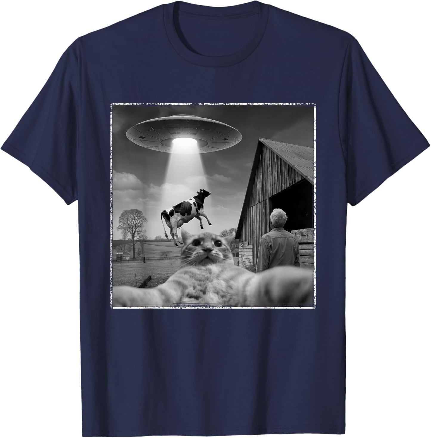 Cat Men Women Conspiracy Theory Funny Fun T-Shirt - T-Shirt | Navy