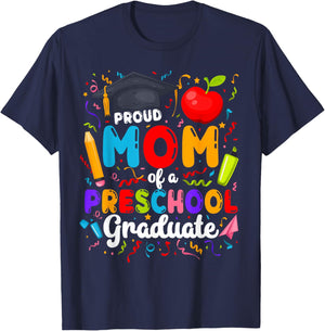Mom of A Preschool Graduate Mom Pre-K Graduation Mother T-Shirt - T-Shirt | Navy