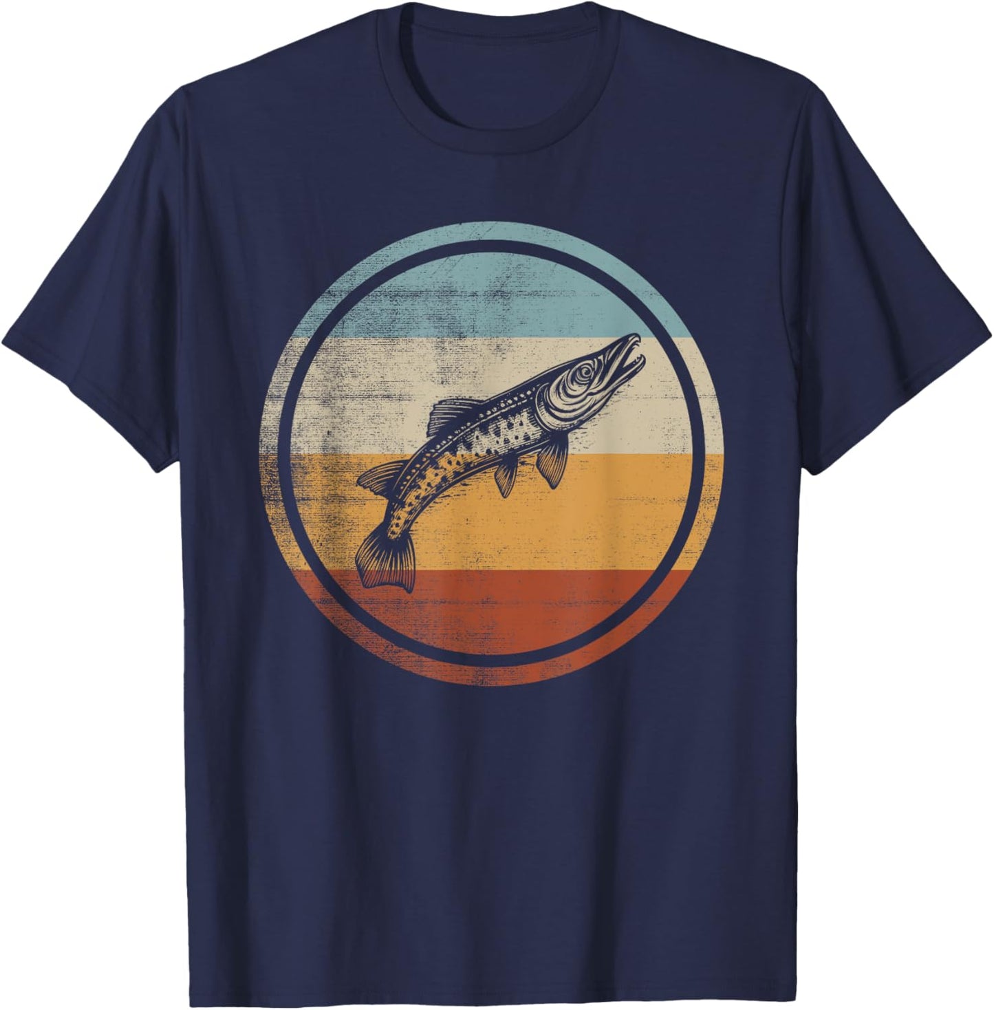 Gar Fish Retro Vintage Design T-Shirt - T-Shirt | Navy