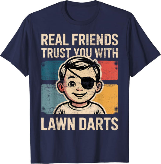 Lawn Darts 70s Humor Yard Darts Player 1970s Nostalgic T-Shirt - T-Shirt | Navy