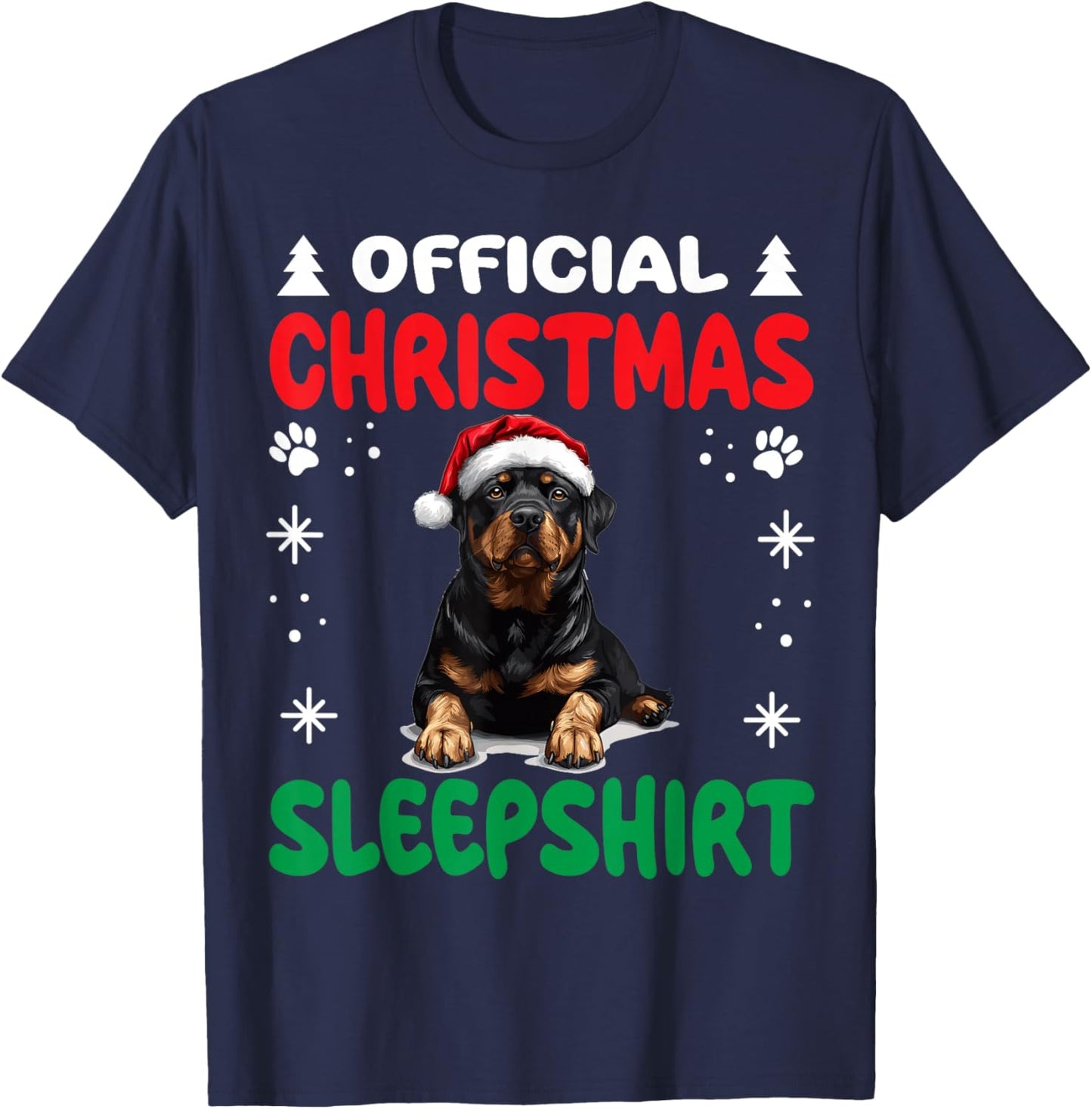 Rottweiler dog Dog Christmas Pajama Official Christmas T-Shirt - T-Shirt | Navy