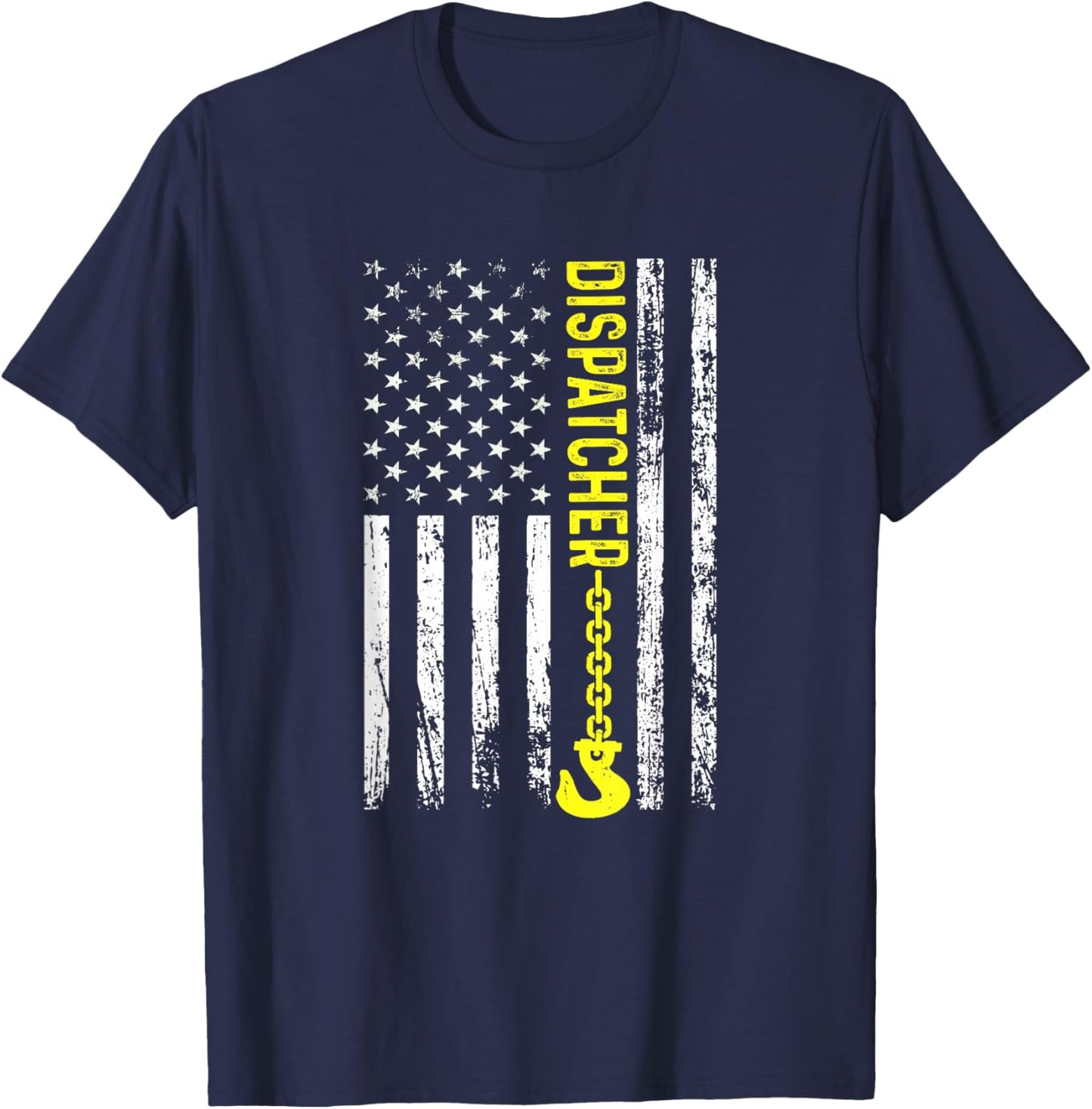 Tow Truck Dispatcher USA Flag Thin Yellow Line T-Shirt - T-Shirt | Navy