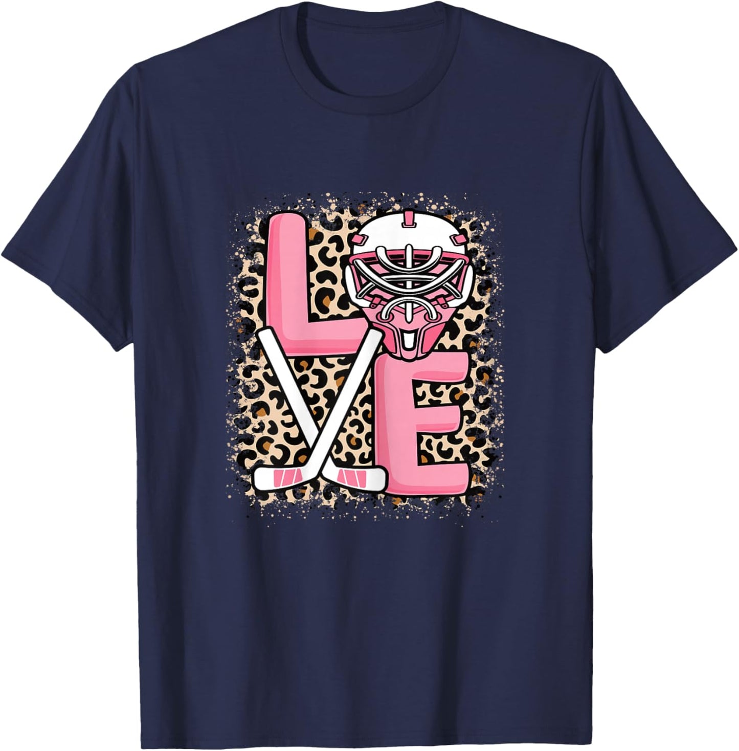 Cute Ice Hockey Love Hockey Player Women Girls Kids T-Shirt - T-Shirt | Navy