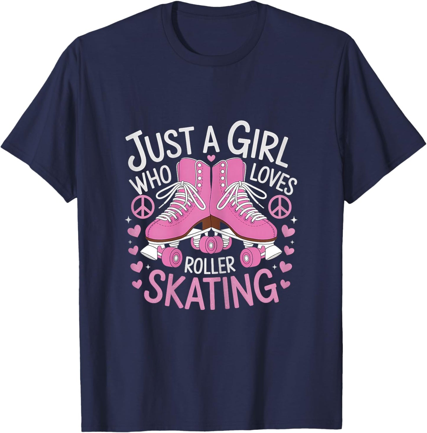 Just A Girl Who Loves Roller Skating 70s 90s Roller Skater T-Shirt - T-Shirt | Navy