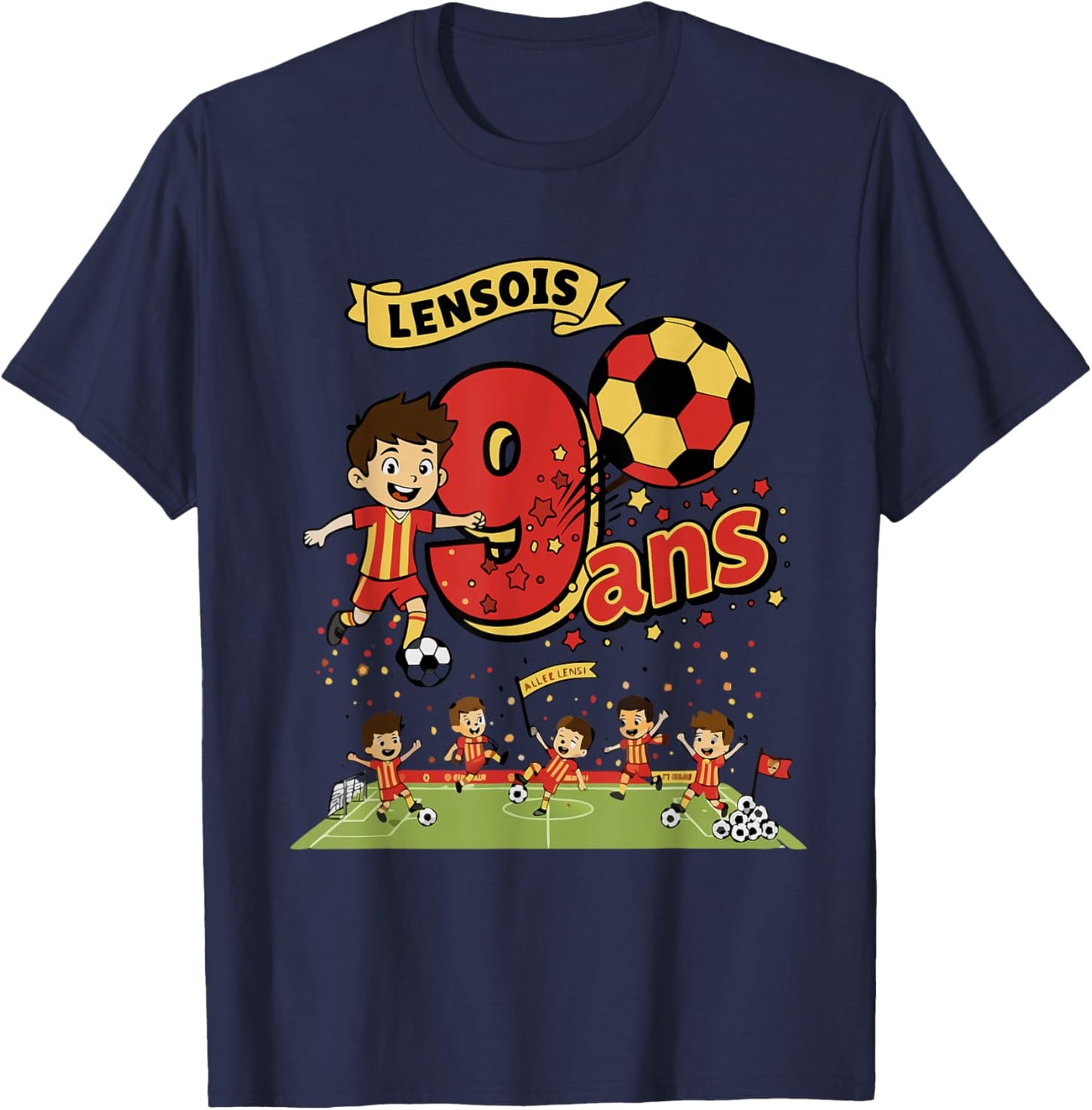 Lensois, Lens, Supporter, Balloon, Birthday 9 Years T-Shirt - T-Shirt | Navy