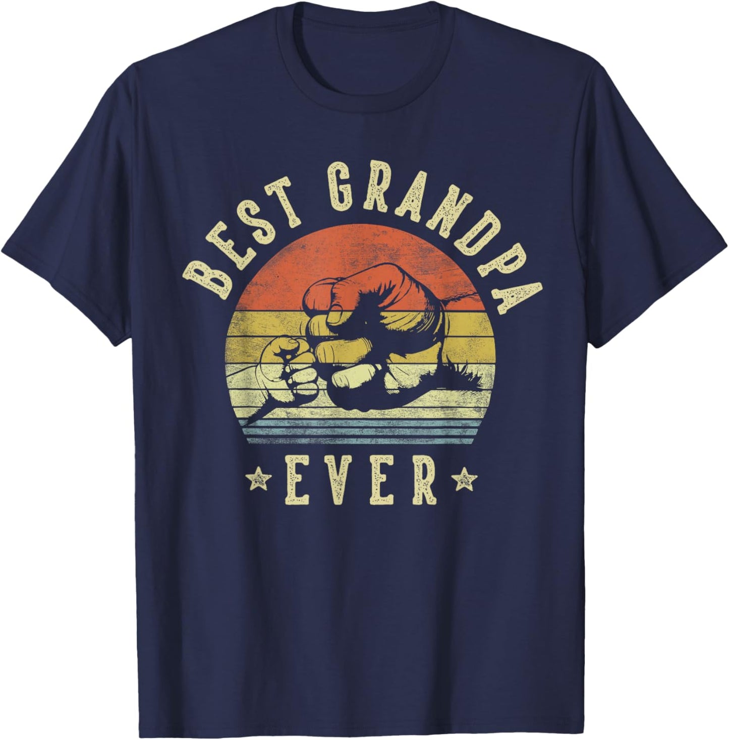 Best Grandpa Ever - Retro Fist Bump Vintage Design Grandpa T-Shirt - T-Shirt | Navy