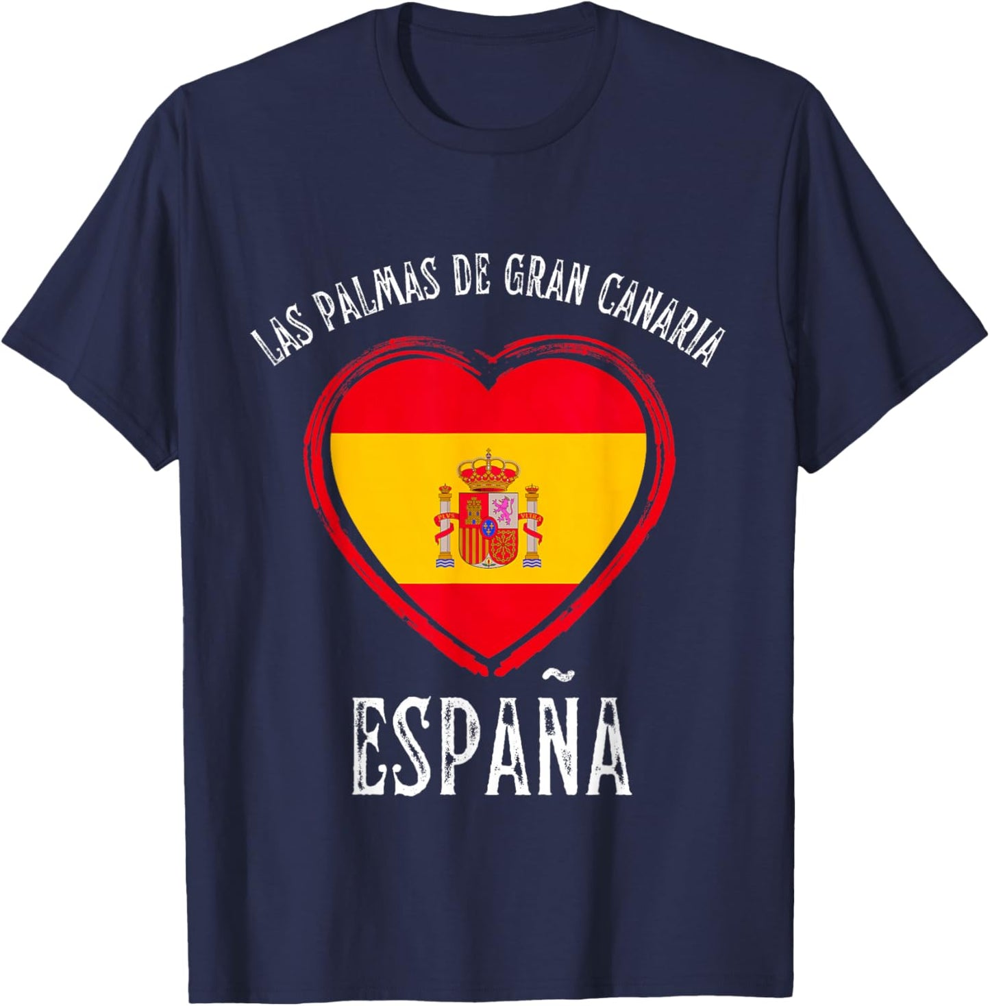 España Flag Heart Las Palmas De Gran Canaria City T-Shirt - T-Shirt | Navy