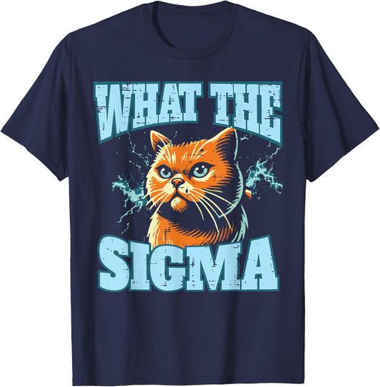 What The Sigma Cat Lightning Funny Saying Women Men Kids T-Shirt - T-Shirt | Navy