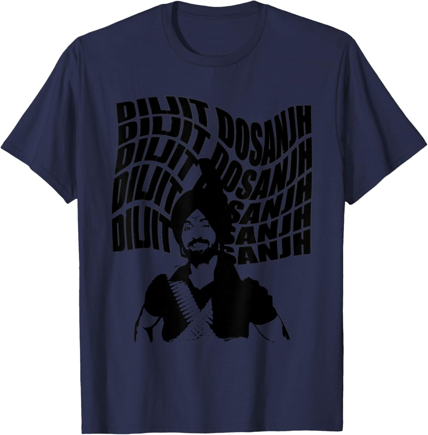 Retro Poster Diljit Dosanjh T-Shirt - T-Shirt | Navy