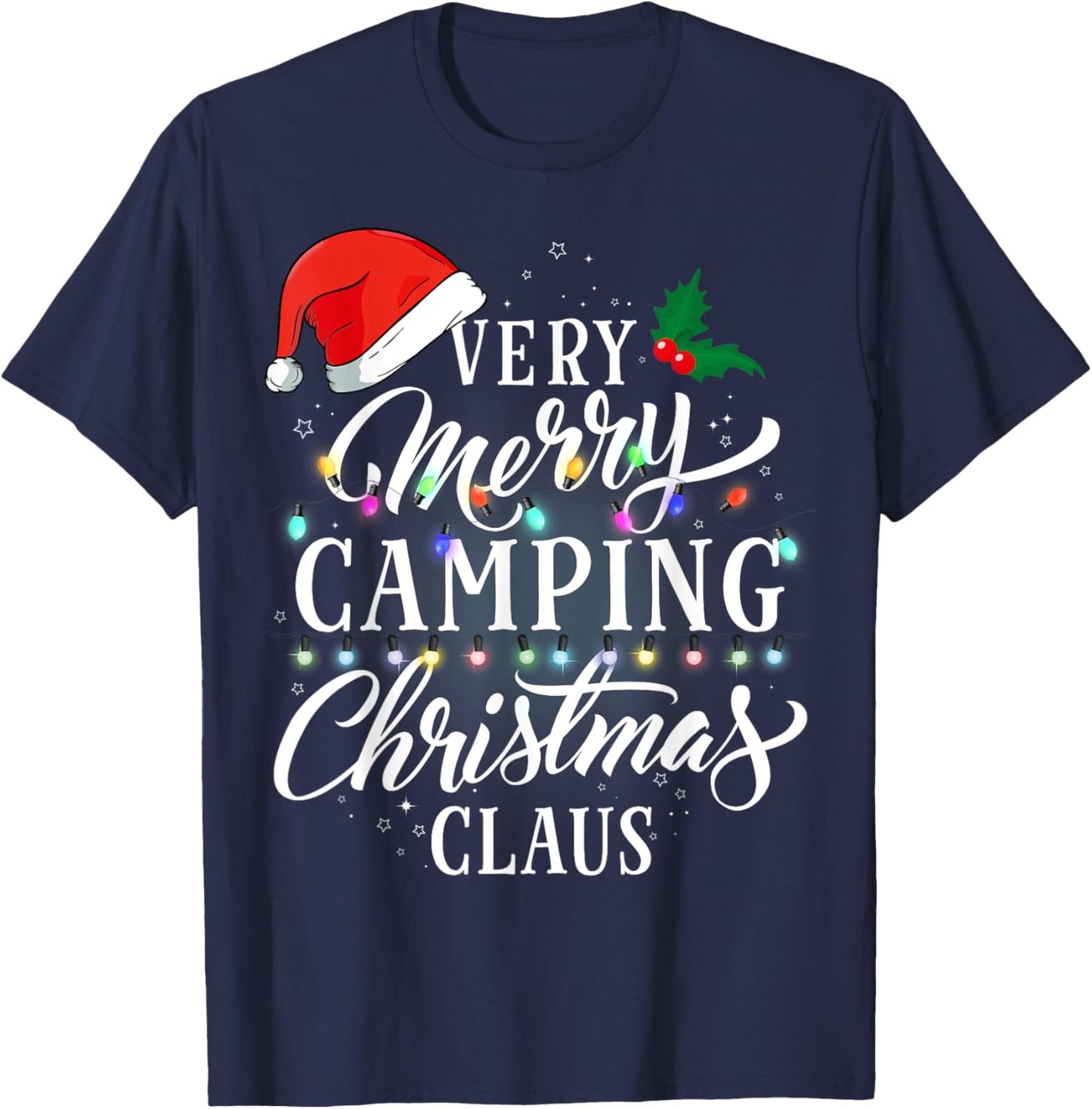 Very Merry Camping Christmas Claus Pajamas T-Shirt - T-Shirt | Navy