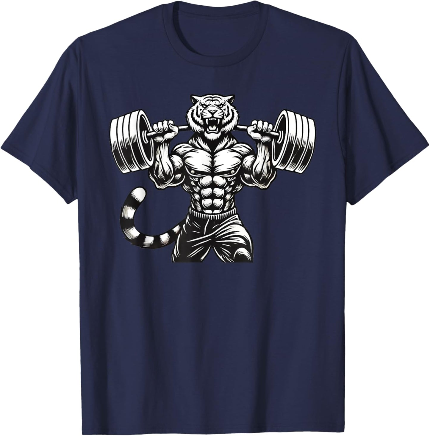Tiger Powerlifting Weightlifting Gym Workout T-Shirt - T-Shirt | Navy