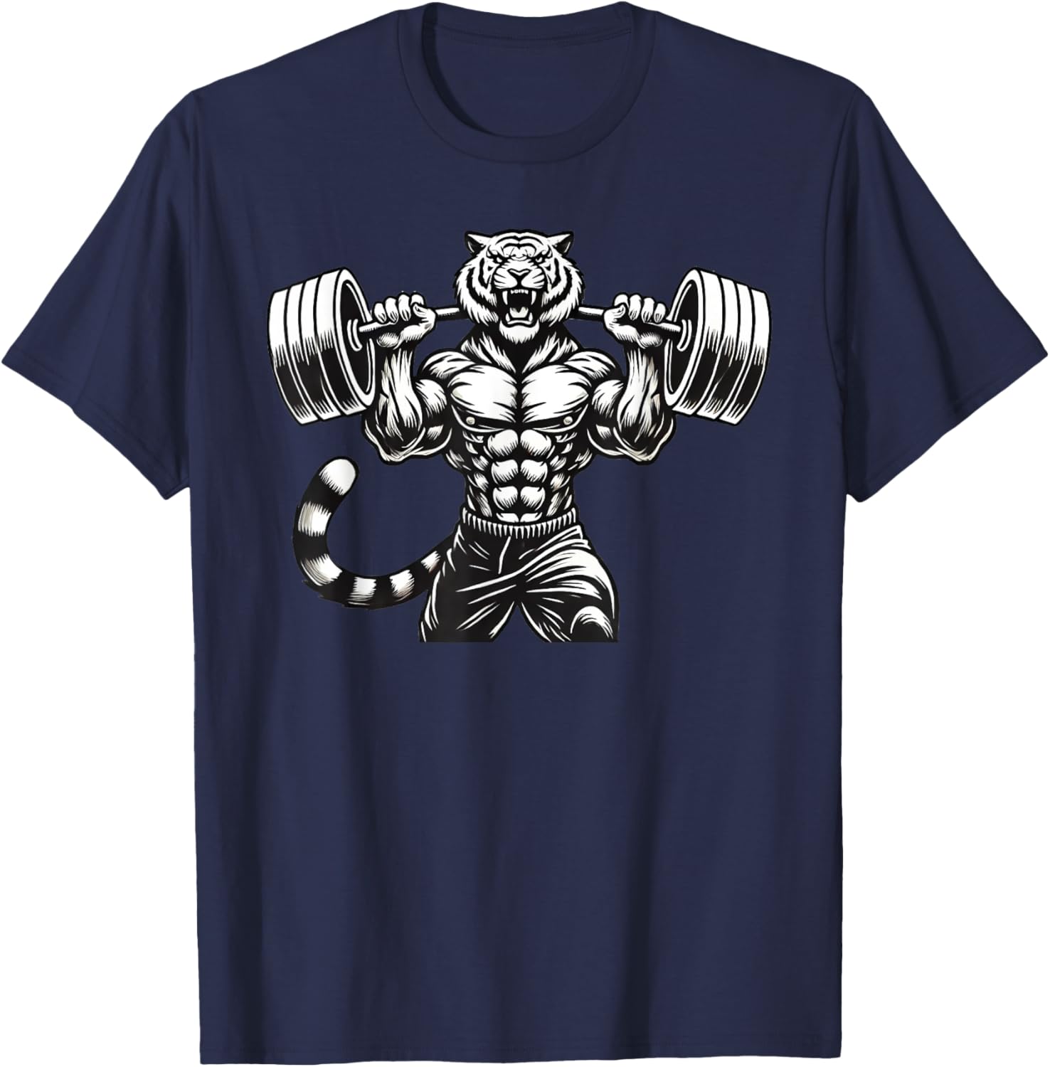 Tiger Powerlifting Weightlifting Gym Workout T-Shirt - T-Shirt | Navy