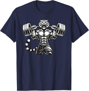 Tiger Powerlifting Weightlifting Gym Workout T-Shirt - T-Shirt | Navy