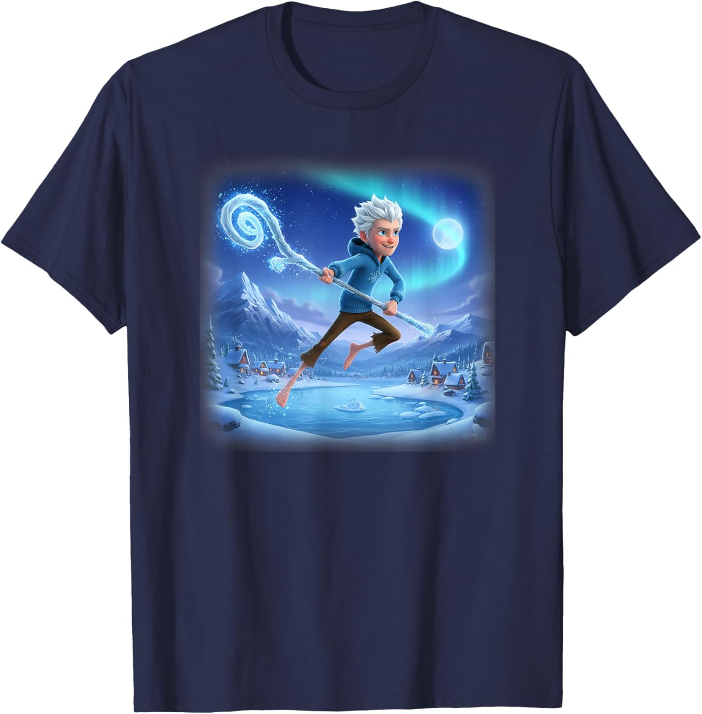 Jack Frost Winter Scene T-Shirt - T-Shirt | Navy